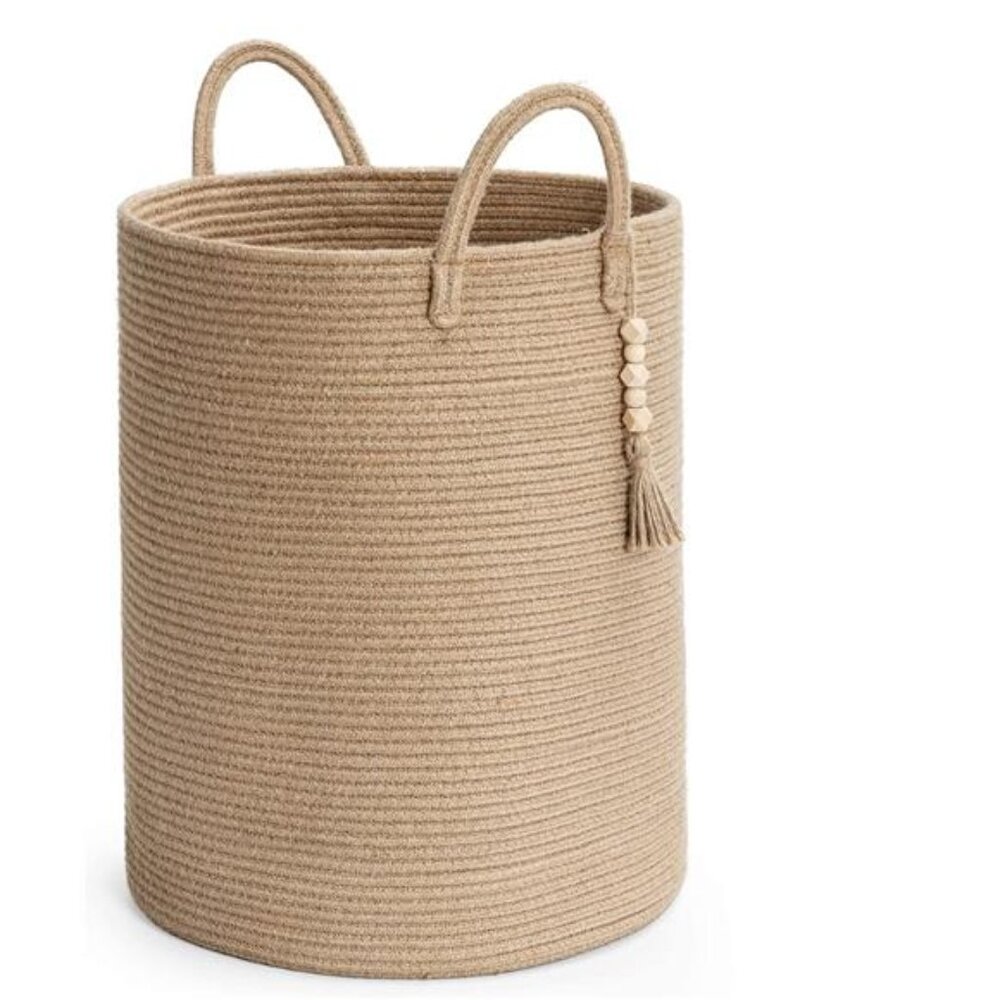 Goodpick Tall Wicker Laundry Basket with Handles, Boho Decorative Storage